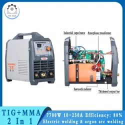 7700W 250A 220V Máy Hàn Bán Tự Động Hàn TIG Biến Tần IGBT MMA 2 In1 Argon Máy Hàn Hồ Quang mini Máy Hàn Hồ Quang TIG