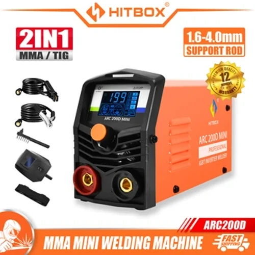 HitBox 2 em 1 ARC TIG Solding Machine, soldador 220V 140A Stick com controle sinérgico, mini soldador com exibição digital LCD