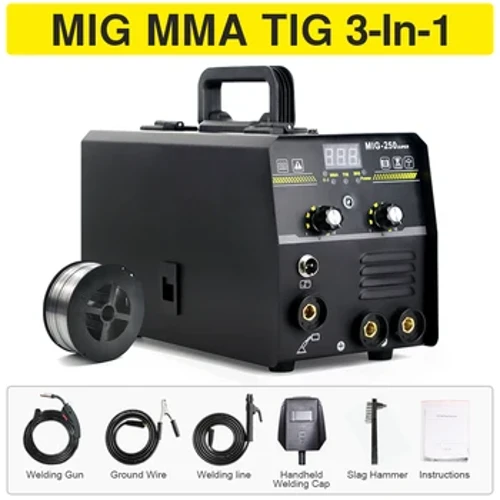 3 in 1 Mig MMA TIG Gasfreies Schweißgerät 250 Super 220 V Schweißgerät Intelligente Einstellung IGBT Inverter-Schweißgerät