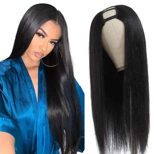 Parrucca con parte a U Parrucche diritte per capelli umani con osso per capelli umani per donne nere Parrucca di aggiornamento diritta senza colla a forma di U brasiliana all'ingrosso