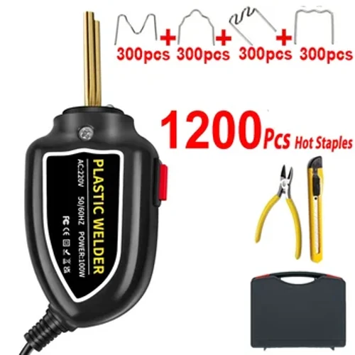 Saldatore di plastica 100W Pistola sparachiodi calda con 400/800/1200 chiodi Kit di riparazione paraurti auto Strumento di cracking Garage Chiodatrice PVC Saldatura a macchina