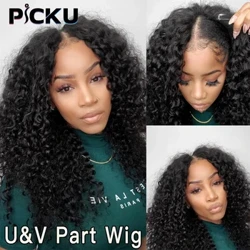 Parrucca parte V capelli umani senza lasciare fuori parrucche brasiliane a onde profonde per capelli umani per le donne parrucche ricce profonde parte U parte senza colla vergine 250%