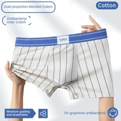 1/2/3/4 Quần Lót Nam Góc Phẳng Quần Sọc Pha Cotton Kháng Khuẩn Kích Thước Lớn Quần Lót Boxer quần Lót Nam