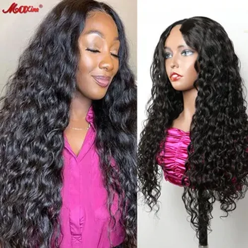 Water Wave V Part Perucă Păr Uman Nu Leave Out Perucă Glueless U Part Ud And Wavy Full Machine Peruci ieftine de păr Remy pentru femei negre