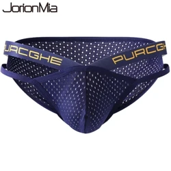 Mode Enfärgad Herr Underkläder Mesh Boxershorts Sport Andas kalsonger Låg midja Stora trunk 4034-SJ