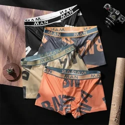 3db/tétel Fashion Férfi Bugyi Varrat nélküli betűnyomott alsónadrág Légáteresztő férfi fehérnemű Nagy méretű férfi boxer calzoncillo hombre