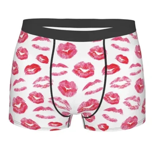 Thời Trang Quần Lót Boxer Quần Lót Nam Môi Đỏ Nụ Hôn In Hình Đá Quần Lót Quần Lót Thoáng Khí Cho Nam Plus Kích Thước