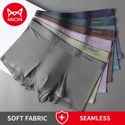 MiiOW 3st Modal Herr Underkläder Boxers Graphene Antibakteriell Trunk Sommar Is Silke Andas Herrtrosor Man Boxershorts