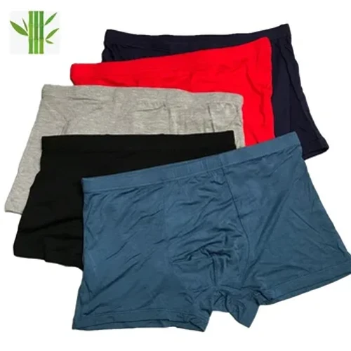 Färgglada Ultra Soft Comfy Bambu Fiber Underkläder Herr Boxer blå Andas kalsonger Herr Storlek XL-6XL 7XL Solid Calzoncillos