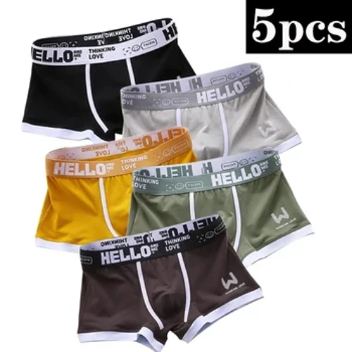 5 adet/grup Erkekler pamuklu iç çamaşırı Harfler Erkek Boksörler Seksi Külot Nefes Moda Erkek U Dışbükey Külot Artı Boyutu Boxershorts