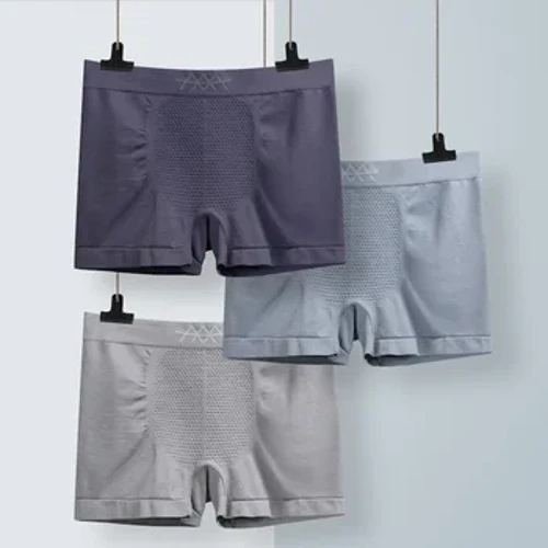 Herren-Boxershorts Hohe Elastizität Nahtlose Waben-Unterhose, atmungsaktive Unterhose, mittlere Taille, feuchtigkeitsableitende, einlaufsichere Unterhose