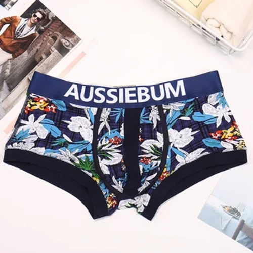 New Arrival bielizna męska Vintage oddychające bawełniane kalesony z nadrukiem w stylu plażowym bokserki modne majtki z niskim stanem dla mężczyzn