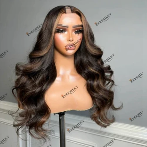 200% Dlús Comhlacht Tonn Donn Aibhsigh Gruaige Daonna U Cuid Wig Meaisín Cheap Déanta Leathnú Gruaige Wig Leath-Wig 1x4 V Cuid Wig