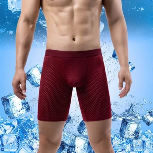 Boxerek Alsónadrágok Férfi Ice Selyem Rövidnadrágok Alsónadrágok Férfi Nagyméretű Férfi Hálós Bugyik Lélegző Hosszú Boxer Férfi Fehérnemű