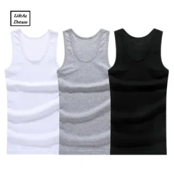 3db/tétel Pamut Férfi Fehérnemű Ujjatlan Tank Top Solid Muscle Vest Alsóingek O-nyak Gymclothing póló férfi mellény