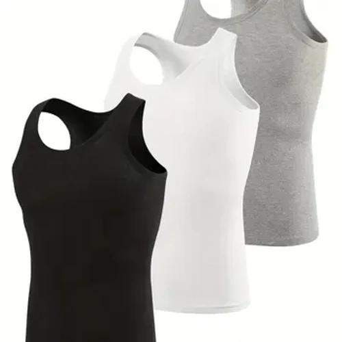 3 pçs masculino regata de algodão masculino base de verão sem mangas algodão velho undershirt obstáculo exercício fitness