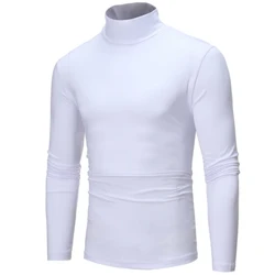Ropa interior térmica informal para hombre, tops ajustados con cuello alto, camisetas básicas de manga larga de color sólido, camisetas interiores, jersey, ropa para hombre