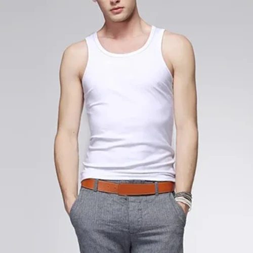 เสื้อกล้ามแขนกุดผู้ชายสีทึบเสื้อกั๊กกล้ามเนื้อ Undershirts รอบคอยิมการฝึกอบรมเสื้อผ้าประเดิม Whorl เสื้อสบาย