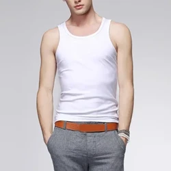 Pria Tanpa Lengan Tank Top Warna Solid Rompi Otot Kaus Dalam Leher Bulat Gym Latihan Pakaian Tees Whorl Atasan Nyaman