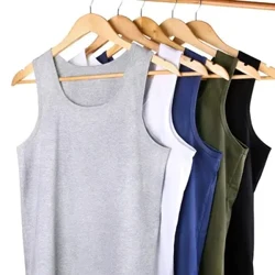 Pria Katun Pelangsing Gym Rompi Bernapas Musim Panas Pemuda Tank Top Trendi Kebugaran Tanpa Lengan Kaus Putih Sweatshirt