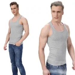 2022 Undershirt Cotton Pure na bhFear Dath Soladach Fo-éadaí Gan uaim Guaillí Leathan Dlúthfheistithe V Vest Muineál T-léine chompordach