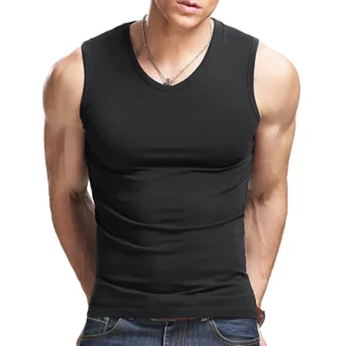 Abbigliamento intimo da uomo interamente in cotone tinta unita senza cuciture, canottiera comoda con spalle larghe e aderente, gilet con scollo a V