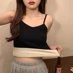 Mùa Đông Nhung Dày Quần Lót Không Đường May Áo Cho Nữ Slim Ấm Cúng Quần Lót Sinh Nhiệt Yếm Ấm Sling Áo Top Đáy Quần Áo