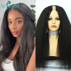 Περούκα Kinky Straight U Part Human Hair 180 Density Minimal Leave Out UPart Περούκα Ανθρώπινων μαλλιών 1x4 Σχήμα U Περούκα για γυναίκες