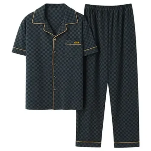 Nam 100% Cotton Kẻ Sọc Mùa Hè Đồ Ngủ Nữ Tay Ngắn Quần Dài Homewear Cardigan Đồ Ngủ Phù Hợp Với