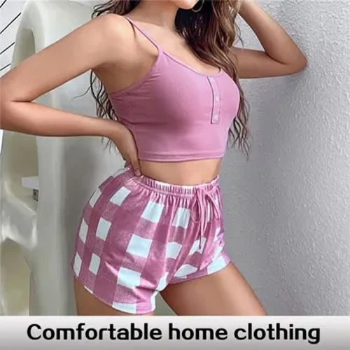 2 delar Tryck Sovkläder Siden Satin Ärmlösa Nattkläder Pyjamas Mode Sexig Pyjamas Dam Shorts Pyjamas Set