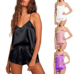 Fa'ata'ita'i fou Fa'aofuofu Seti Lingerie Set Satin Silk Camisole Pu'upu'u Seti 2 'ofu moe I luga ma Pu'upu'u Suti moe Suti le lima pito i luga.