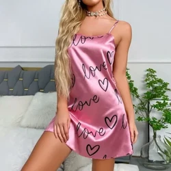 Kvinnor Sexig Ärmlös Nattlinne Satin Chemise Underkläder Sovkläder Nattklänning Cami Slip Dress Nattkläder Nattlinnen