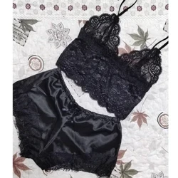 Kadınlar için dantel pijama seti seksi şeffaf kolsuz üstler ipek şort pijama gecelikler S-3XL kadın iç çamaşırı uyku giyer
