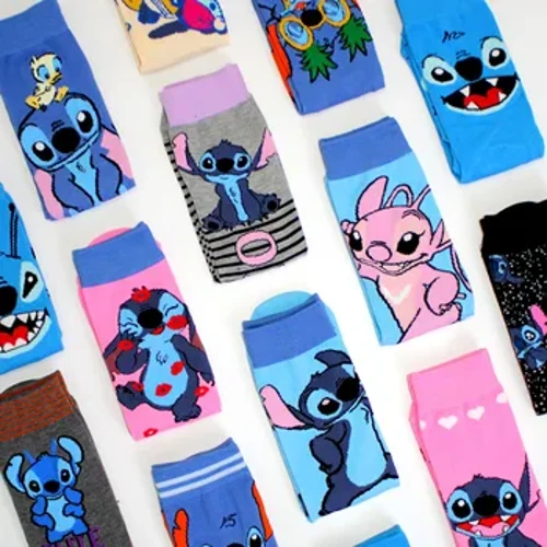 1 Thiết Kế Mới Hoạt Hình Dài Vớ Nam Stitch Kawaii Vớ Nữ Sáng Tạo Ván Trượt Tất Thời Trang Cao Đến Đầu Gối tất Size 37-45