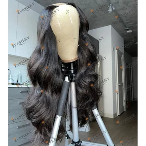 Superlange, 30 Zoll lange, gewellte Perücken aus 100 % unbehandeltem Echthaar für schwarze Frauen, natürliche Farbe, klebefrei, 1 x 4, mittlere U-Part-Perücken, Nr. 4, braune Perücken