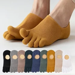 3 jübüt / lot Erkek jorap modasy Tötänleýin ýumşak dem alýan barmak gaýyk joraby Erkek ter siňdiriji üçin ýokary hilli mesh tötänleýin soks