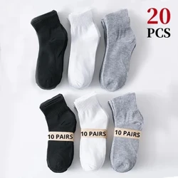 10 par/lote calcetines informales para hombre calcetines de negocios transpirables antibacterianos calcetines medianos elásticos de tela suave para todas las estaciones EU38-45
