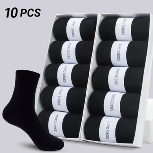 6 pièces chaussettes mi-longues pour hommes de couleur unie mode confortable automne classique noir chaussette d'affaires chaussettes courtes pour hommes de haute qualité