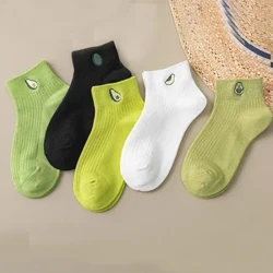 5 Amasokisi E-Ankle Polyester Yabesifazane Enhle Iphethini Yesithelo Isithelo Sesizini Samasokisi Ombala Oqinile Ophefumulayo Wasehlobo