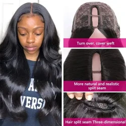 I-U Part Wig Umzimba Wave Amawigi Ezinwele Zomuntu Kwabesifazane Ama-Intshi angama-22 I-Brazilian Remy Izinwele Ezingena Glueless Izinwele Zomuntu I-Wavy Upart Iwigi Amawigi Amnyama Emvelo