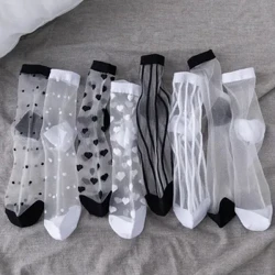 Nuovi calzini da donna da donna Calzini di seta di vetro a rete trasparente alla moda Calzino estivo elastico favoloso in pizzo di cristallo trasparente ultrasottile