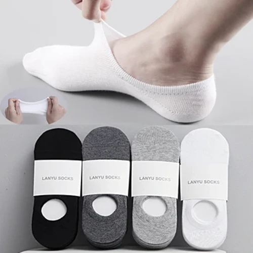 5 Cặp/lô Thời Trang Vui Nam Thuyền Tất MÙA HÈ THU Silicon Chống Trơn Trượt Vô Hình Đôi Tất Cotton Nam Mắt Cá Chân Mút Dép meia