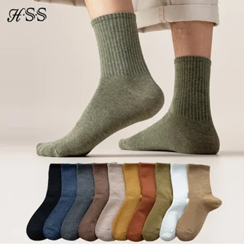 HSS 95% Nā Socks pulupulu i hui ʻia no nā kāne ʻaʻahu ʻoihana lōʻihi nā socks ʻoluʻolu ʻoluʻolu i ka puna wai ʻoluʻolu no ke kāne 5 pairs/lot