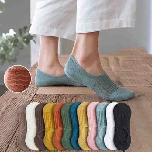 5 pares de calcetines invisibles de silicona para mujer, calcetines tobilleros de verano de Color sólido, calcetines de algodón suave para mujer, 35-40 EUR