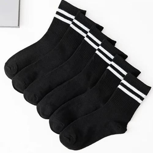 6 Pairs Popular Parallel Bars Socks Men's Business Sports Sweat-absorbing Breathable Spring Autumn Simple High-quality Boy Socks