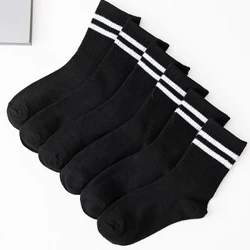 6 pares de calcetines populares de barras paralelas para hombre, calcetines deportivos de negocios que absorben el sudor, transpirables, calcetines sencillos de alta calidad para primavera y otoño para niño