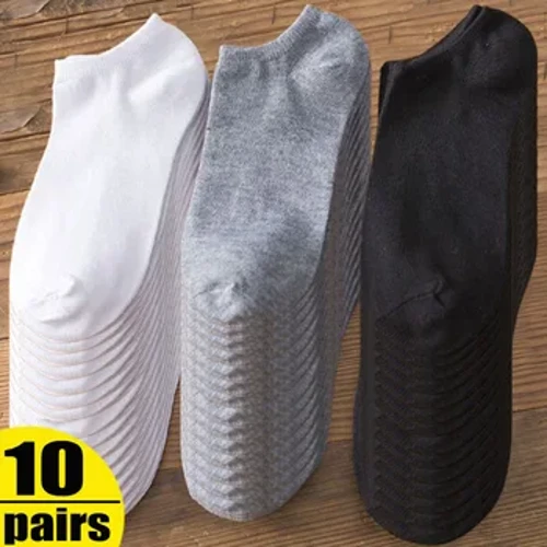 10/5 Đôi Tất Nam Vớ Mắt Cá Chân Màu Đen Trắng Xám Vô Hình Cotton Thoáng Khí Thể Thao Nam Short Nữ nam Sox