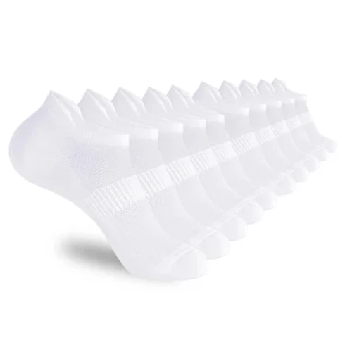 5/10 Paar knöchellange, weiche, dünne, kurze Sport-Laufsocken, weiße, weiche, atmungsaktive Baumwollsocken für Herren und Damen