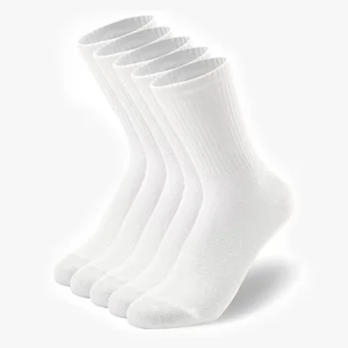 5 pares de calcetines de tripulación para hombre, calcetines informales de algodón suave y transpirable, ropa de calle de tubo medio en blanco y negro