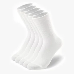 5 pares de calcetines de tripulación para hombre, calcetines informales de algodón suave y transpirable, ropa de calle de tubo medio en blanco y negro